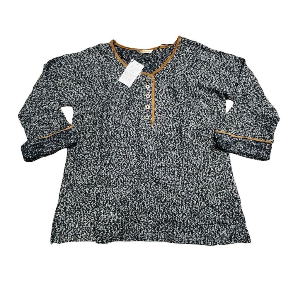 Soft Surroundings Women's Multicolor V-Neck Blouse Long Sleeve Casual Top